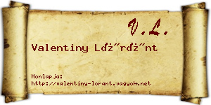 Valentiny Lóránt névjegykártya